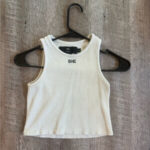 Darc Sport Crop White Ribbed Tank Top